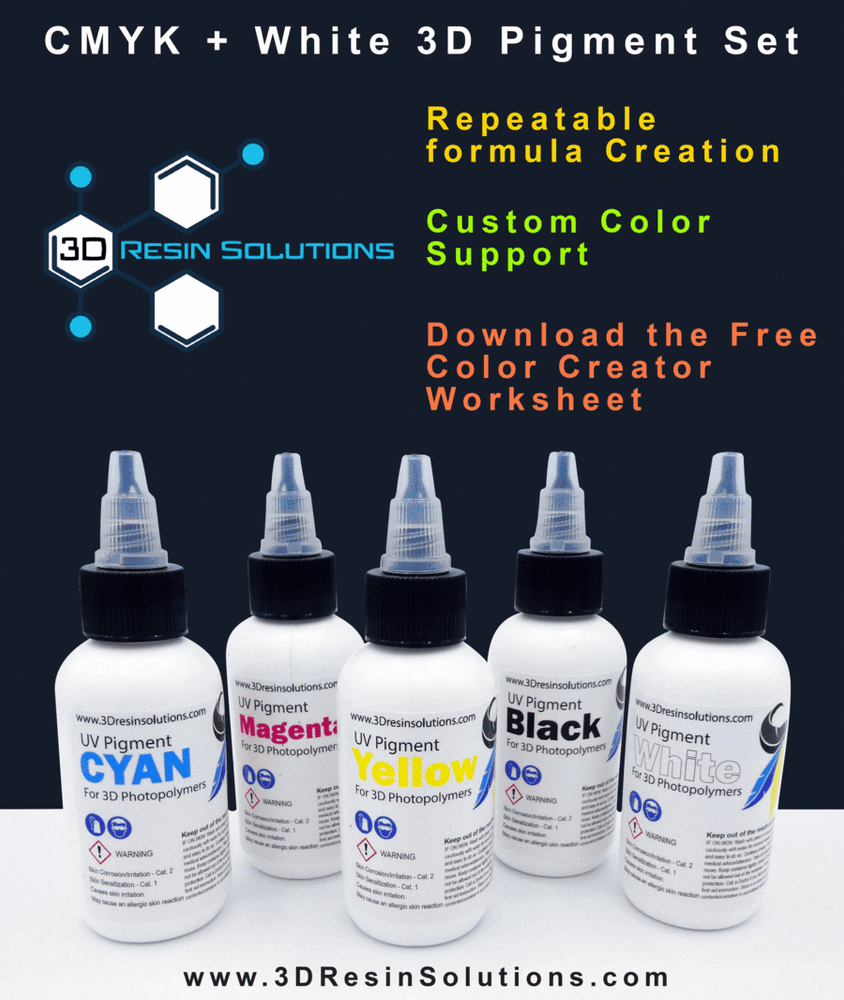 3D Resin Solutions CMYK + White 3D Pigment Set