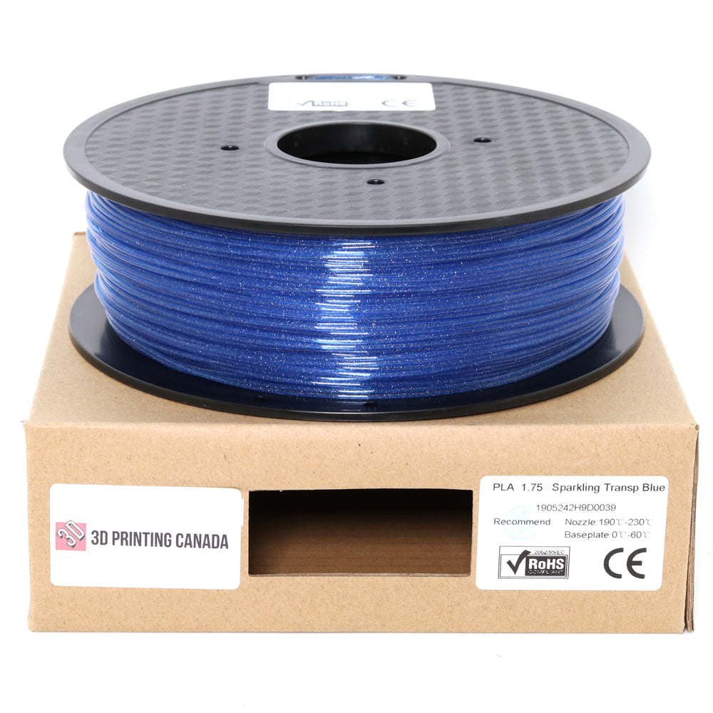 Azul transparente brillante - Filamento PLA estándar - 1,75 mm, 1 kg 