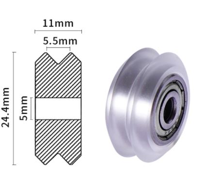 Polycarbonate (Transparent) V-Grove Wheel With 625ZZ Bearing 5x11x24mm